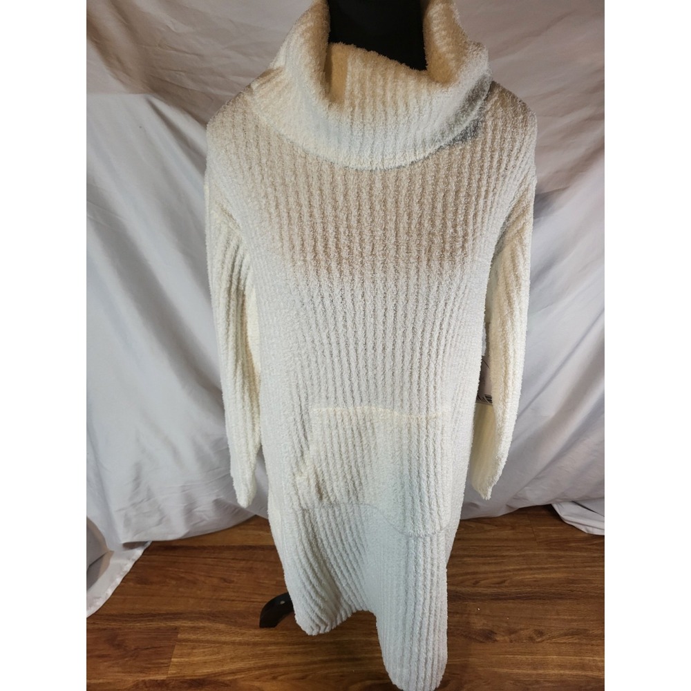 Softies Marshmallow Slouch Turtleneck Lounger White Ribbed‎ Knit S/M NWT